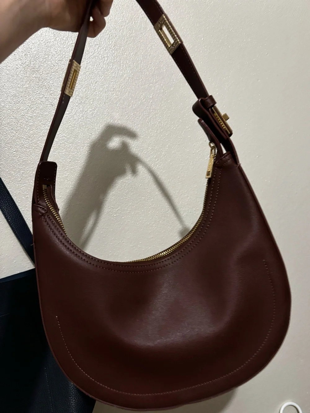 Smooth Chocolate Brown Leather Hobo Bag